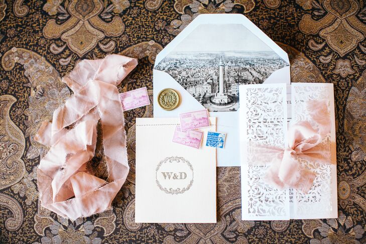 Custom-Designed Illustrated, Lasercut Wedding Invitations