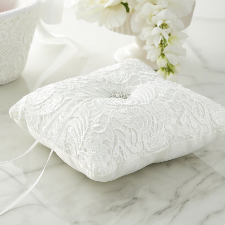 Vintage lace ring bearer pillow
