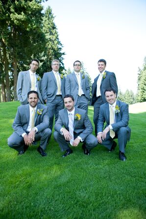 Groom and Groomsmen in Gray Suits