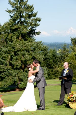 Bride and Groom First Kiss