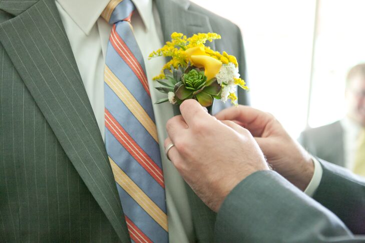 Yellow and Green Succulent Boutonniere