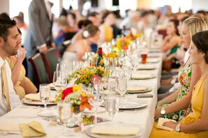 Reception Dining Table, Linens and Dinnerware