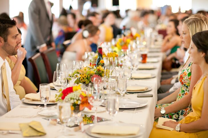 Reception Dining Table, Linens and Dinnerware