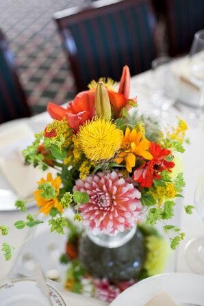 Vibrant, Colorful Floral Arrangement on Table