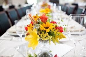 Summer Flower Centerpiece at Reception