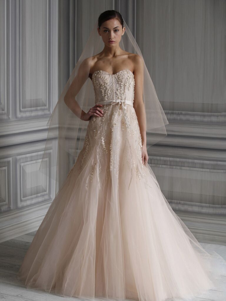 Blush Monique Lhuillier wedding dress