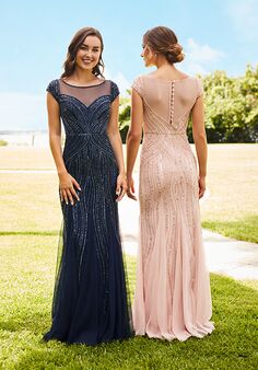 Adrianna Papell Platinum 40353 Illusion Bridesmaid Dress