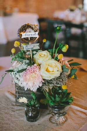 Rustic Rose and Dahlia Centerpieces