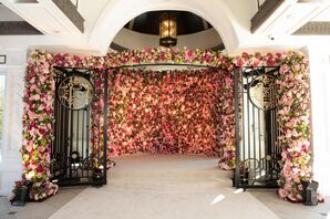 Dramatic Flower Wall for Wedding at Shadowbrook at Shrewsbury in New Jersey