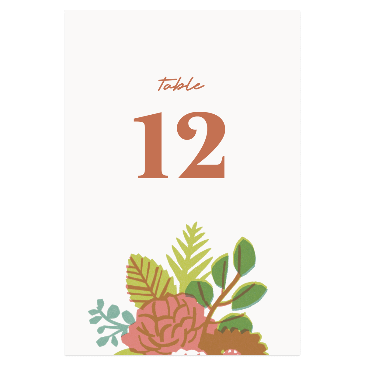 A Wedding Table Number from the Retro Floral Collection