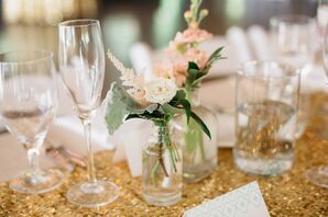 Bud Vase Centerpieces with Pink Flowers