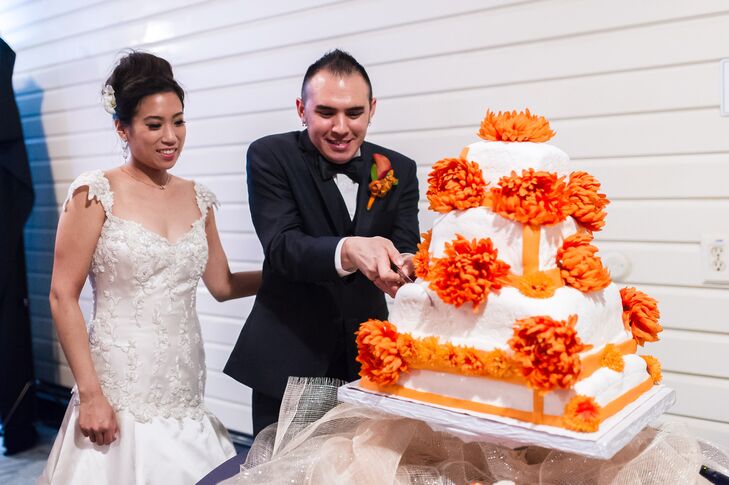 "Our wedding cake was special because my mom's best friend from grade school made it at her own home. We had no idea it was going to look so beautiful and taste amazing," says Chantley.