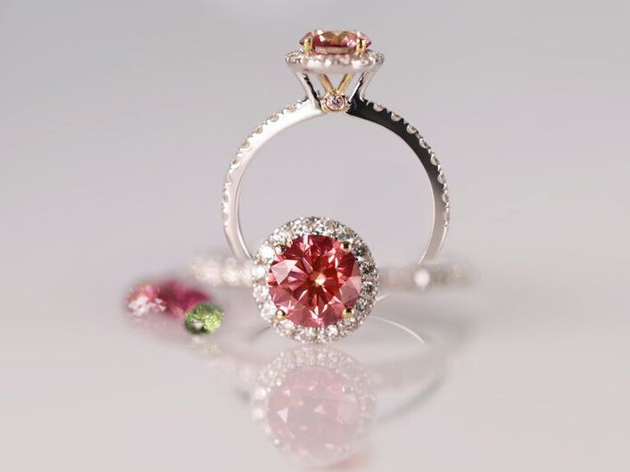 ILANIS diamonds pink diamond engagement ring in 14K white gold