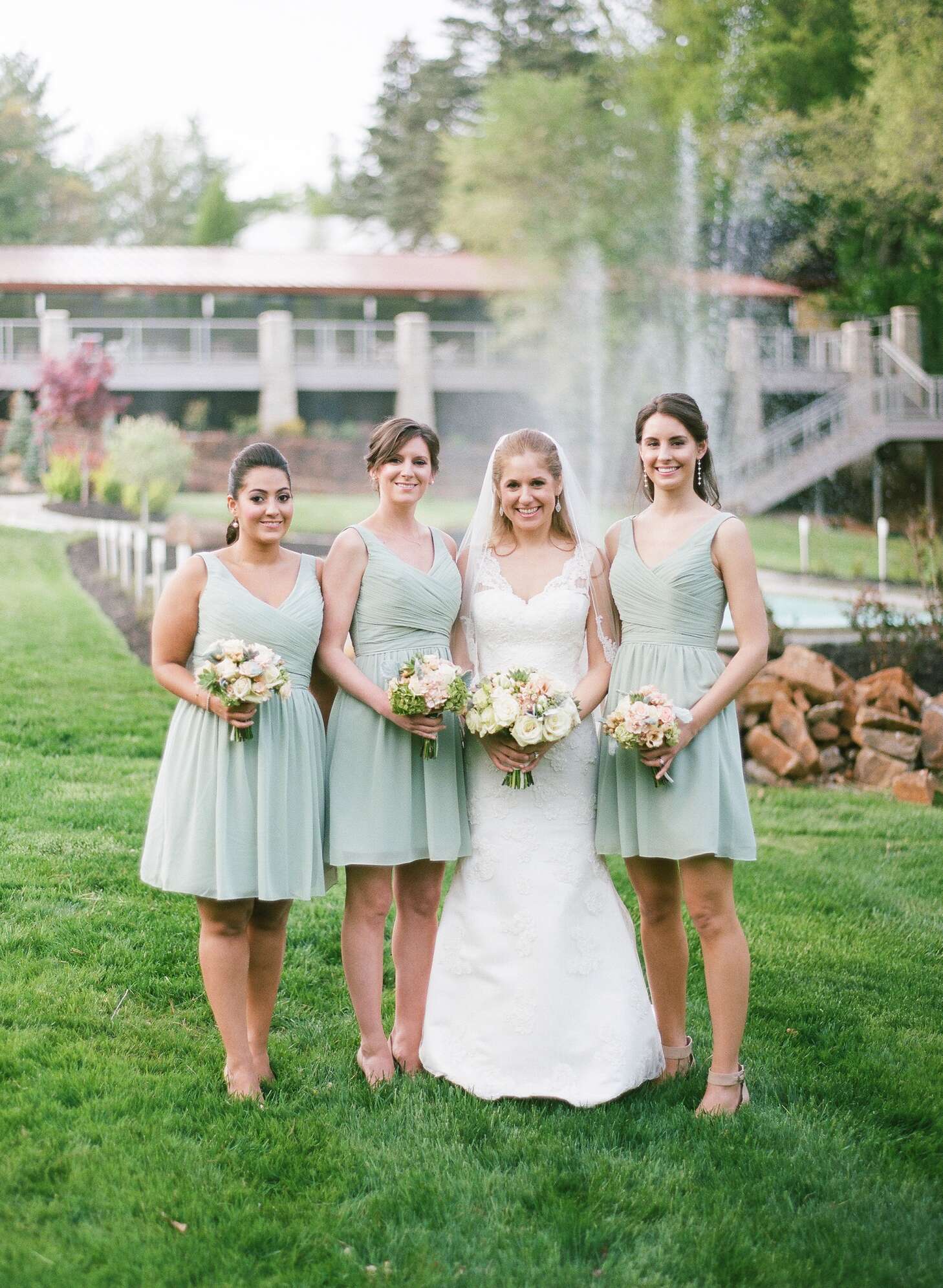 green dress with bag Wedtrend Women Dusty Sage Bridesmaid Dress with Slit A-Line Square Neck  Long Floral Wedding Guest Dress – WEDTREND main image 1