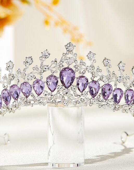AW Bridal AW BRIDAL Tiaras and Crowns for Women Purple Crystal Princess Tiara - Queen Crown Headband for Wedding Prom Christmas Hair Accessories, Purple + Silver Purple Tiara - 5