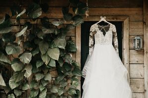 Tiered Organza Hayley Paige Ball Gown with Illusion-Lace Long Sleeves