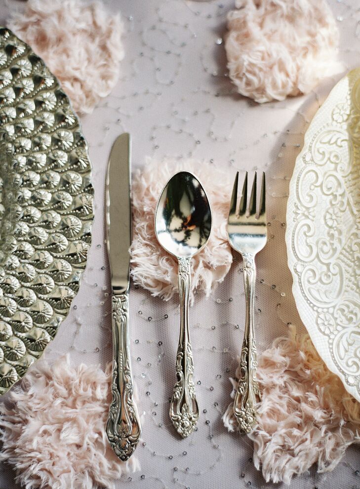 Silver Flatware with Ornate Handles