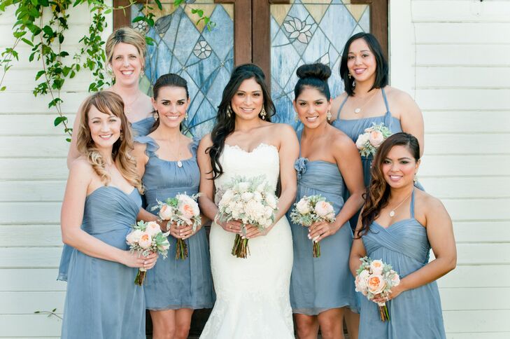 Slate-Colored Bridesmaid Dresses