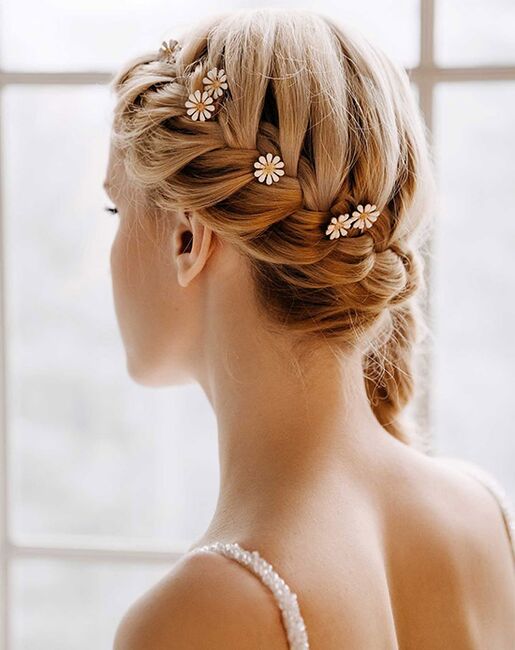 AW Bridal AW BRIDAL Wedding Hair Pins Flower Hair Clips Babys Breath Hair Pieces Gold Bridal Hair Accessories for Women Girls, 6 Pcs Gold Pins, Combs + Clip - 5