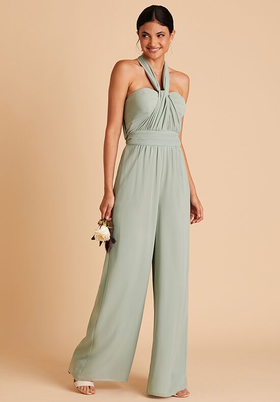 Birdy Grey Gigi Convertible Jumpsuit in Chiffon Sage Sweetheart Bridesmaid Dress - 1