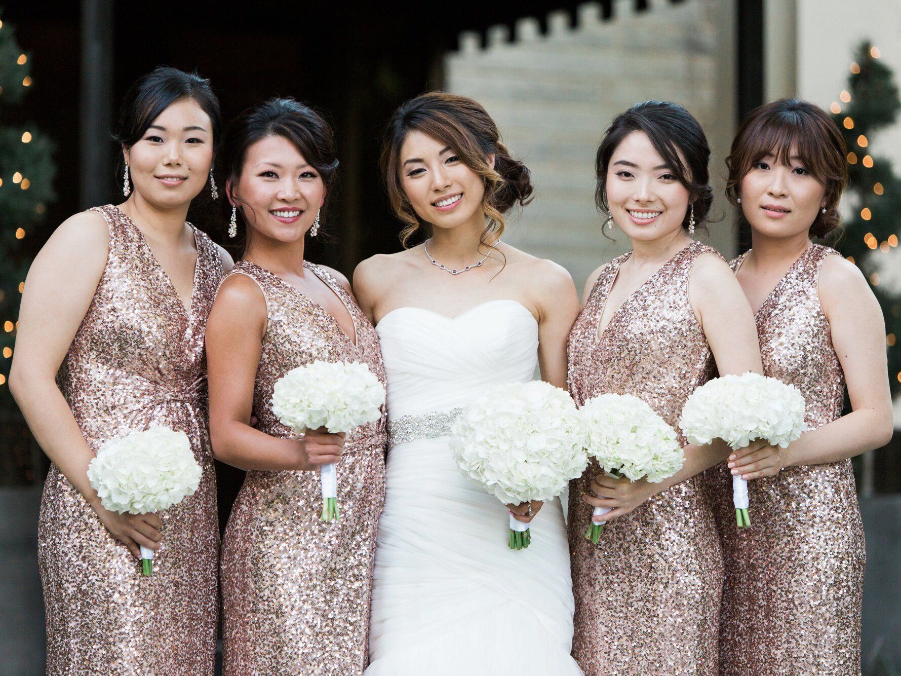 gold bridesmaid dresses