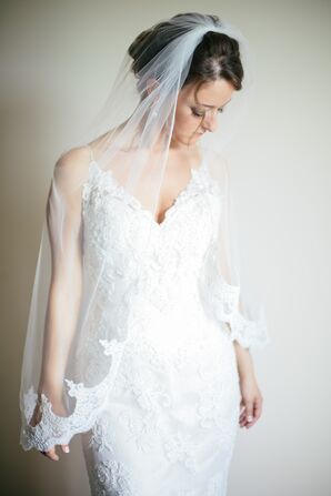 Lace Veil and Bridal Gown
