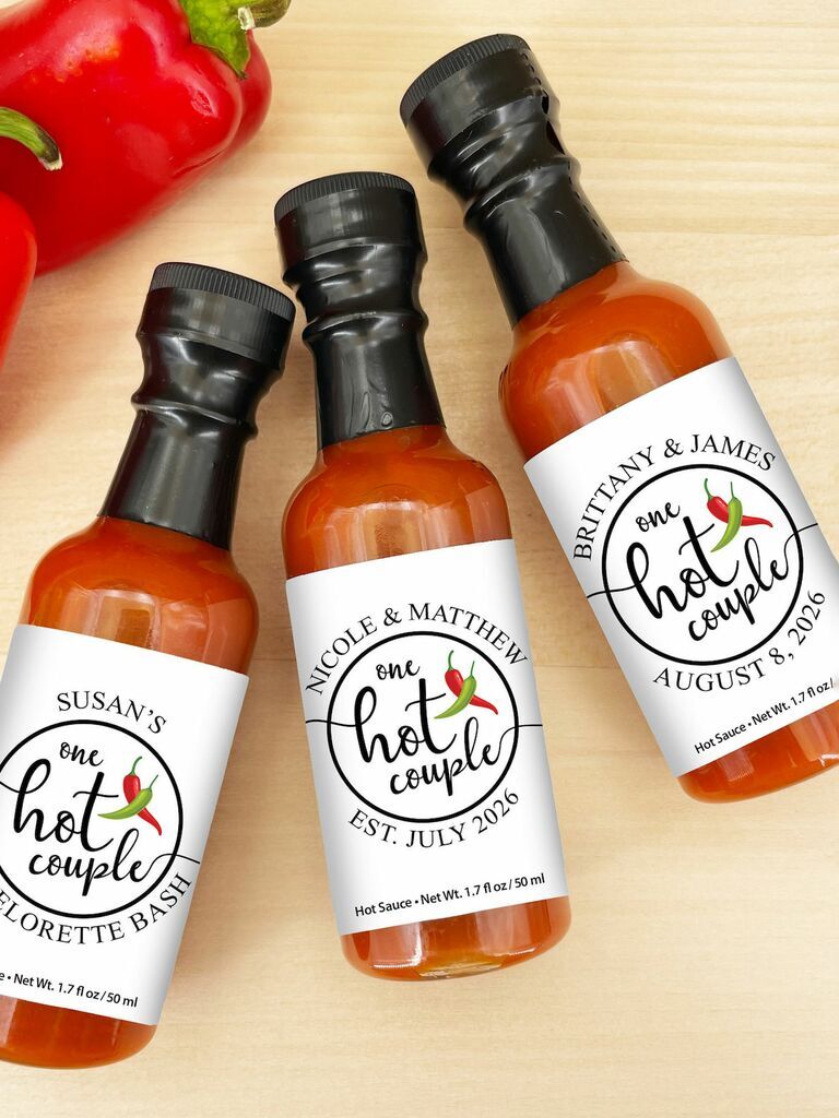 Mini hot sauce wedding favors 