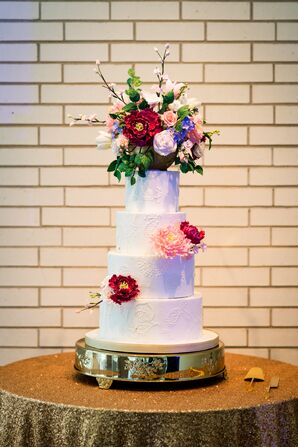 Paisley Piped Cake with Dramatic Floral Topper