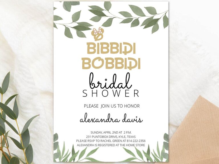Bibbidi Bobbidi Bridal Shower invitation wording