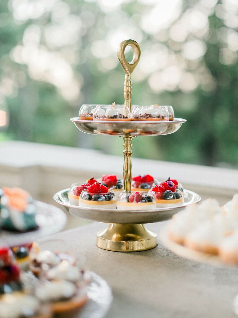 Tiered-tray with individual fruit parfait cups