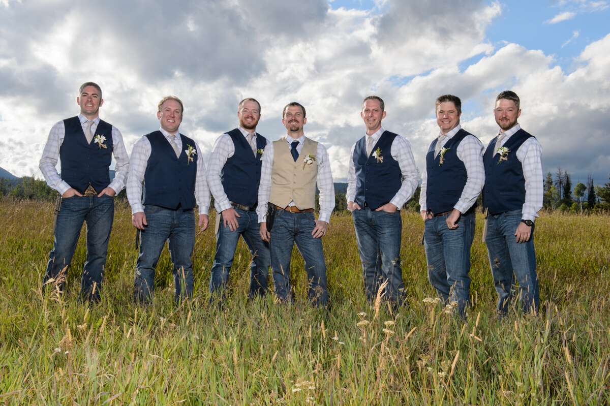 Casual Groomsmen in Jeans and Boots