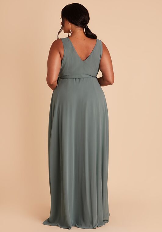 Birdy Grey Minae Dress in Chiffon Sea Glass V-Neck Bridesmaid Dress - 5