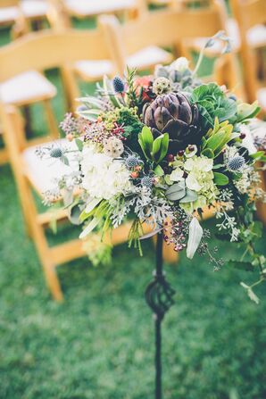 Rustic Flower Arrangement Aisle Decor