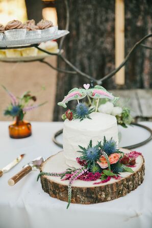 Single-Tier Cutting Cake with Custom Fish Cake Topper