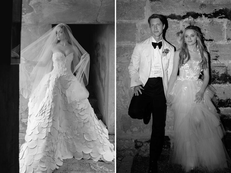Joey King's wedding dress and reception dress by Oscar de la Renta