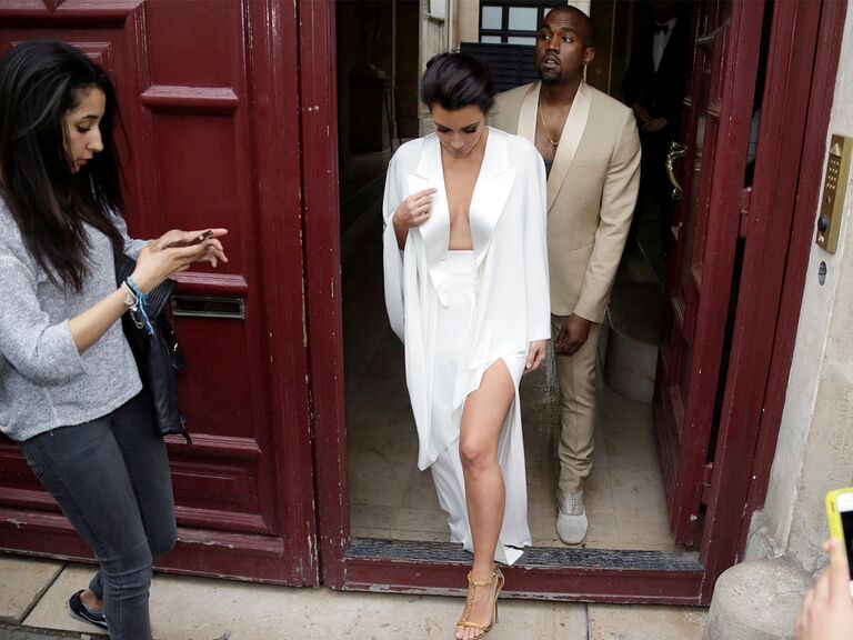 Kim Kardashian and Kanye West at their rehearsal dinner
