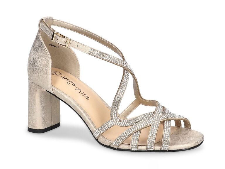 Bella Vita gold metallic sparkly wedding shoe with embellished straps