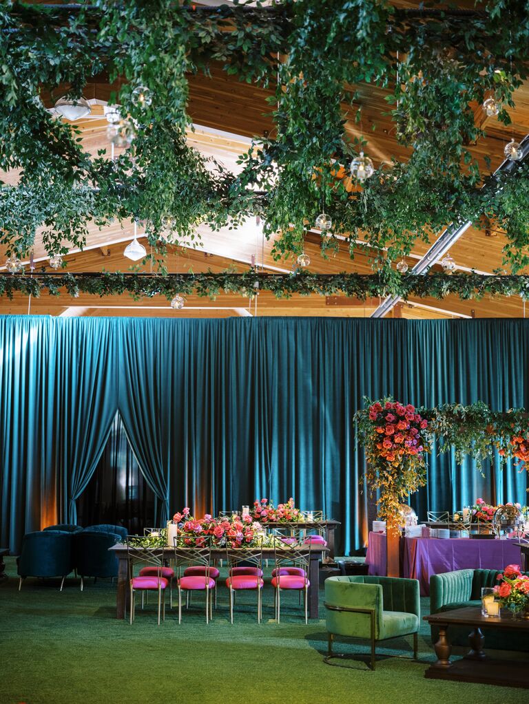jewel-tone prewedding rehearsal dinner
