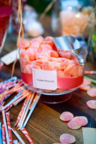 Guests snacked on favorites like gummy peaches and pixy stix at the candy bar.