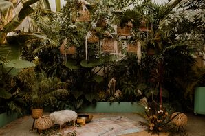 Palm Leaves and Exotic Plants Decorated the Wedding Ceremony