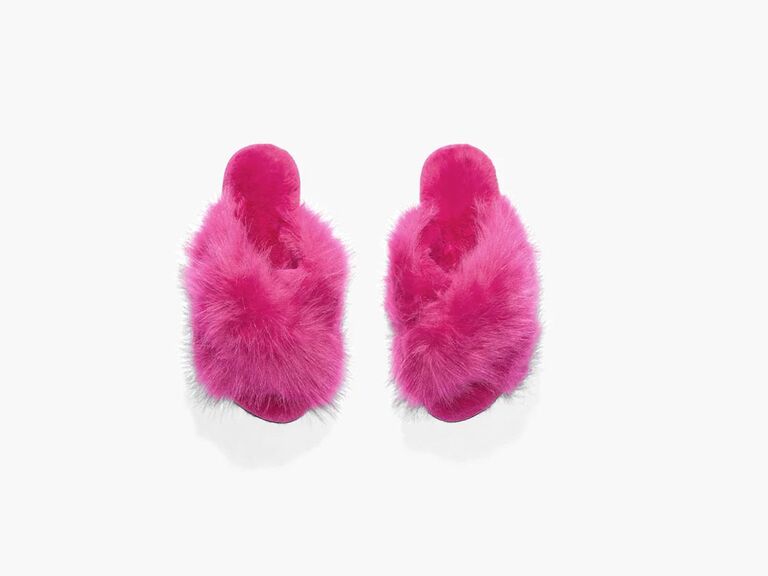 Savage X Fenty hot pink slippers for cozy bachelorette party gift