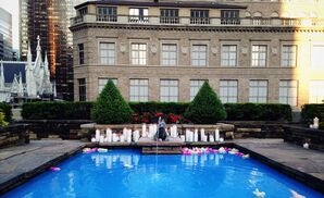 Candle and Rose Petal Decorated Pool