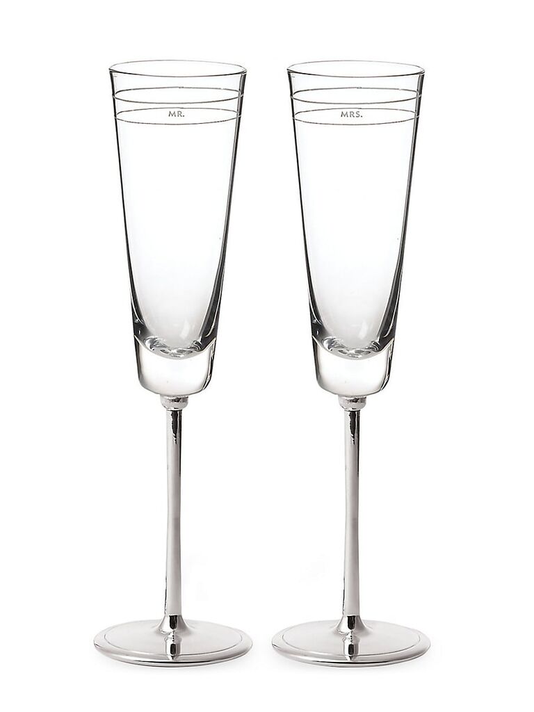 Kate Spade Mr. and Mrs. champagne flutes 
