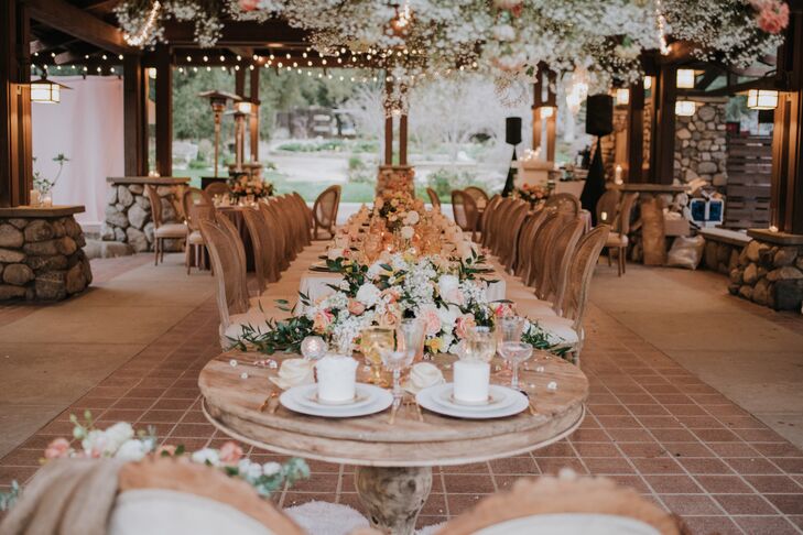 Lush Flowers Made Up Table Runners at Wedding Reception