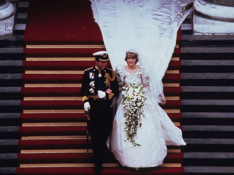 Aeriel view of Princess Diana's royal wedding ball gown