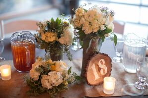 Wooden Slab With White Paint Table Number