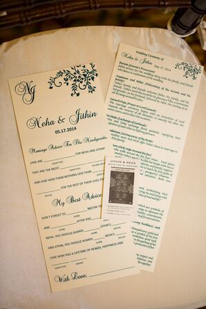 Ivory and Green Wedding Programs