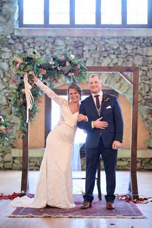 Modern Lace Wedding Dress with Illusion Sleeves