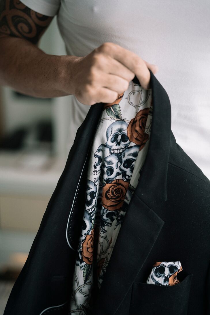 Suit Liner With Skull and Rose Design