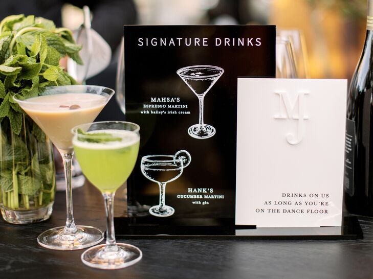 Sleek Black-and-White Signature Cocktail Bar Menu